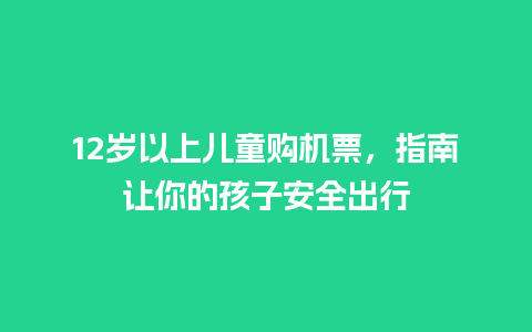 12岁以上儿童购机票，指南让你的孩子安全出行