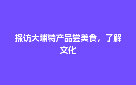 探访大埔特产品尝美食，了解文化