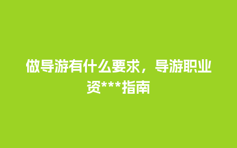 做导游有什么要求，导游职业资***指南