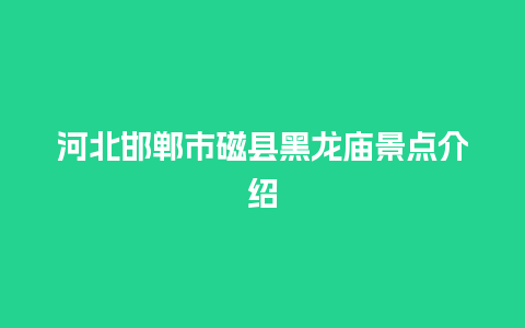 河北邯郸市磁县黑龙庙景点介绍