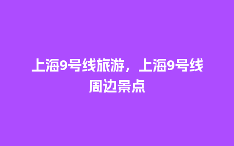 上海9号线旅游，上海9号线周边景点