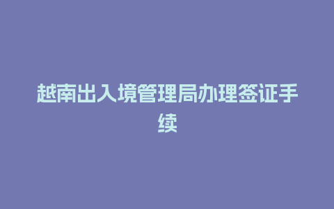 越南出入境管理局办理签证手续