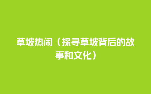 草坡热闹（探寻草坡背后的故事和文化）