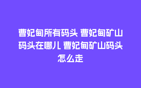 曹妃甸所有码头 曹妃甸矿山码头在哪儿 曹妃甸矿山码头怎么走