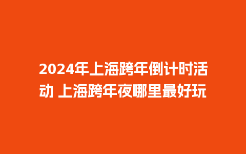 2024年上海跨年倒计时活动 上海跨年夜哪里最好玩