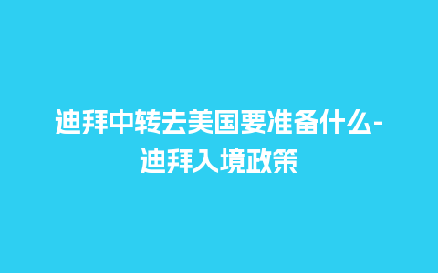 迪拜中转去美国要准备什么-迪拜入境政策