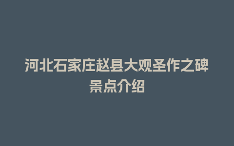 河北石家庄赵县大观圣作之碑景点介绍