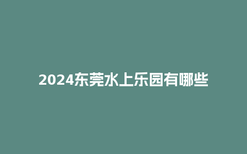 2024东莞水上乐园有哪些