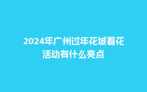 2024年广州过年花城看花活动有什么亮点