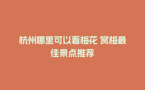 杭州哪里可以看梅花 赏梅最佳景点推荐