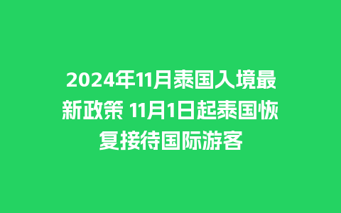 2024年11月泰国入境最新政策 11月1日起泰国恢复接待国际游客