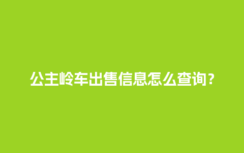 公主岭车出售信息怎么查询？