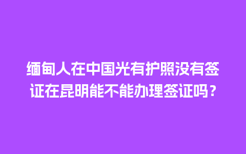 缅甸人在中国光有护照没有签证在昆明能不能办理签证吗？