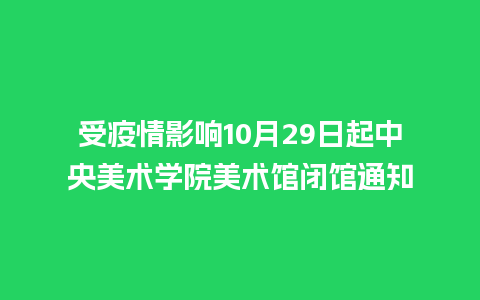 受疫情影响10月29日起中央美术学院美术馆闭馆通知