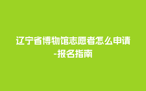 辽宁省博物馆志愿者怎么申请-报名指南