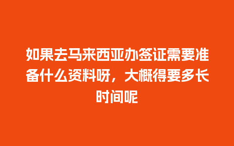 如果去马来西亚办签证需要准备什么资料呀，大概得要多长时间呢