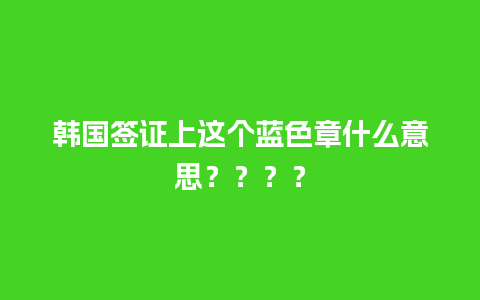 韩国签证上这个蓝色章什么意思？？？？