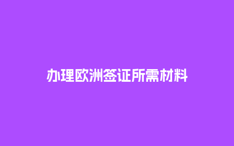 办理欧洲签证所需材料