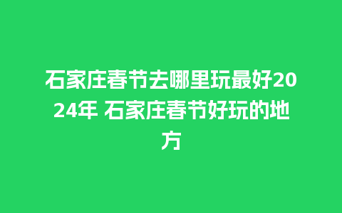 石家庄春节去哪里玩最好2024年 石家庄春节好玩的地方