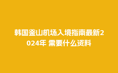 韩国釜山机场入境指南最新2024年 需要什么资料