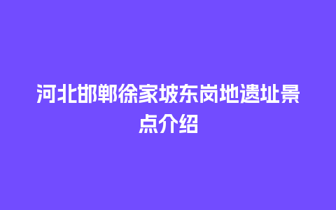 河北邯郸徐家坡东岗地遗址景点介绍