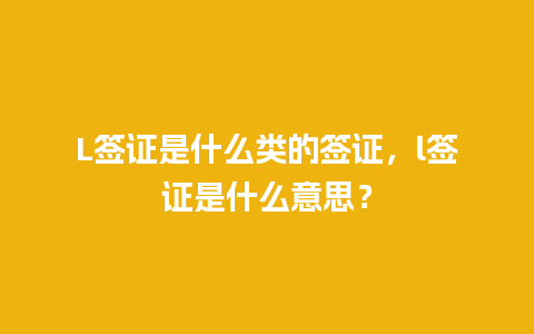 L签证是什么类的签证，l签证是什么意思？