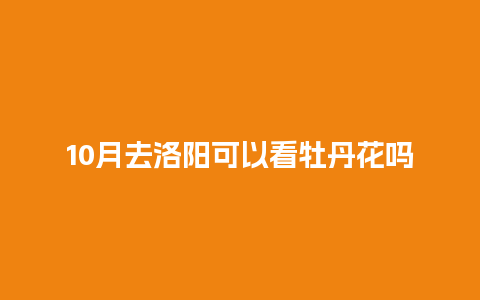 10月去洛阳可以看牡丹花吗