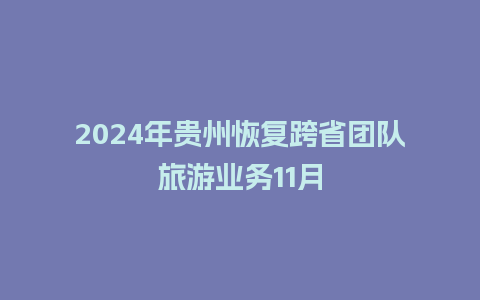 2024年贵州恢复跨省团队旅游业务11月