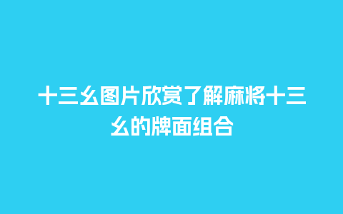 十三幺图片欣赏了解麻将十三幺的牌面组合