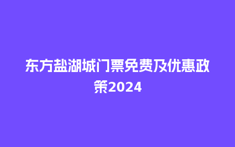 东方盐湖城门票免费及优惠政策2024