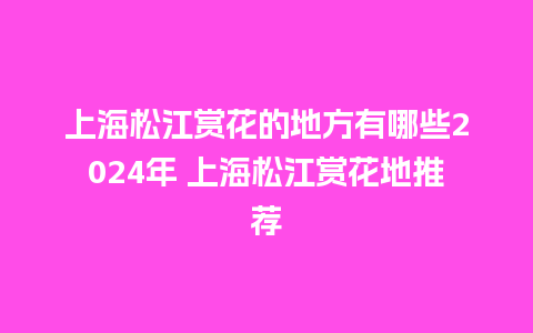 上海松江赏花的地方有哪些2024年 上海松江赏花地推荐