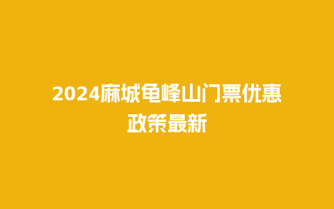 2024麻城龟峰山门票优惠政策最新