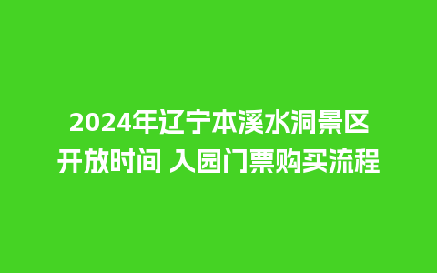 2024年辽宁本溪水洞景区开放时间 入园门票购买流程