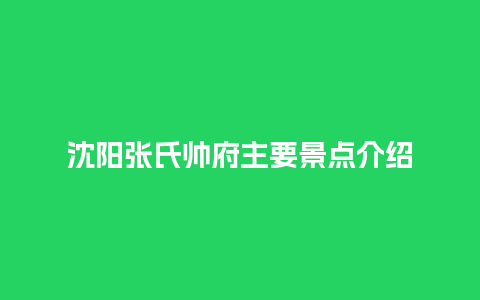 沈阳张氏帅府主要景点介绍