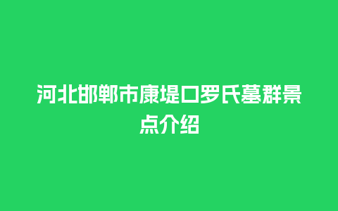 河北邯郸市康堤口罗氏墓群景点介绍