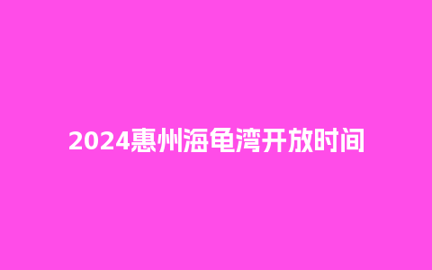 2024惠州海龟湾开放时间