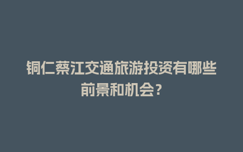 铜仁蔡江交通旅游投资有哪些前景和机会？