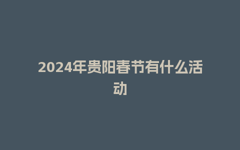 2024年贵阳春节有什么活动