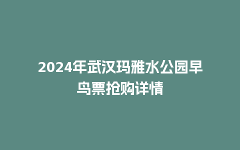 2024年武汉玛雅水公园早鸟票抢购详情