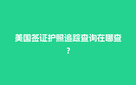 美国签证护照追踪查询在哪查？