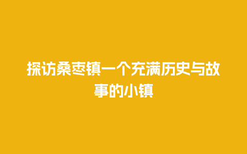 探访桑枣镇一个充满历史与故事的小镇