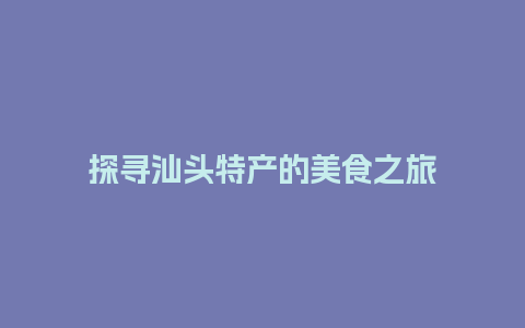 探寻汕头特产的美食之旅