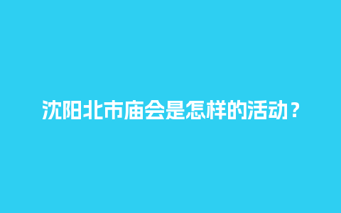 沈阳北市庙会是怎样的活动？