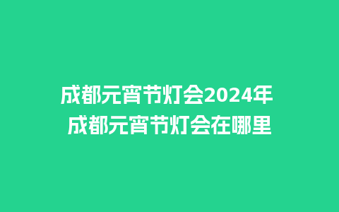 成都元宵节灯会2024年 成都元宵节灯会在哪里