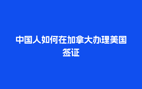 中国人如何在加拿大办理美国签证