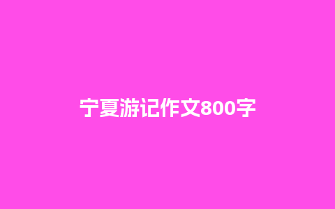 宁夏游记作文800字