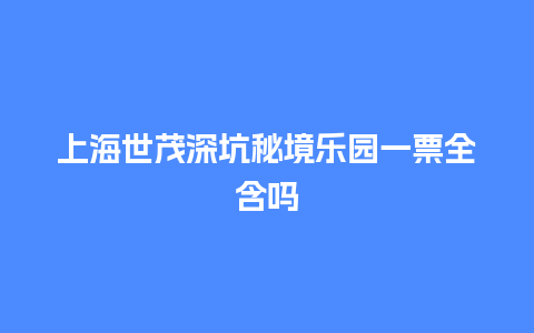 上海世茂深坑秘境乐园一票全含吗