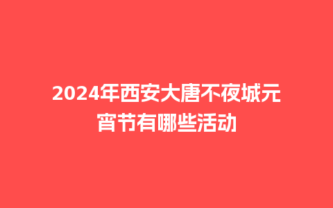 2024年西安大唐不夜城元宵节有哪些活动