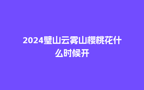 2024璧山云雾山樱桃花什么时候开