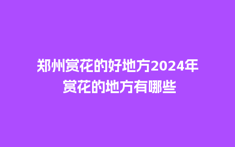 郑州赏花的好地方2024年 赏花的地方有哪些